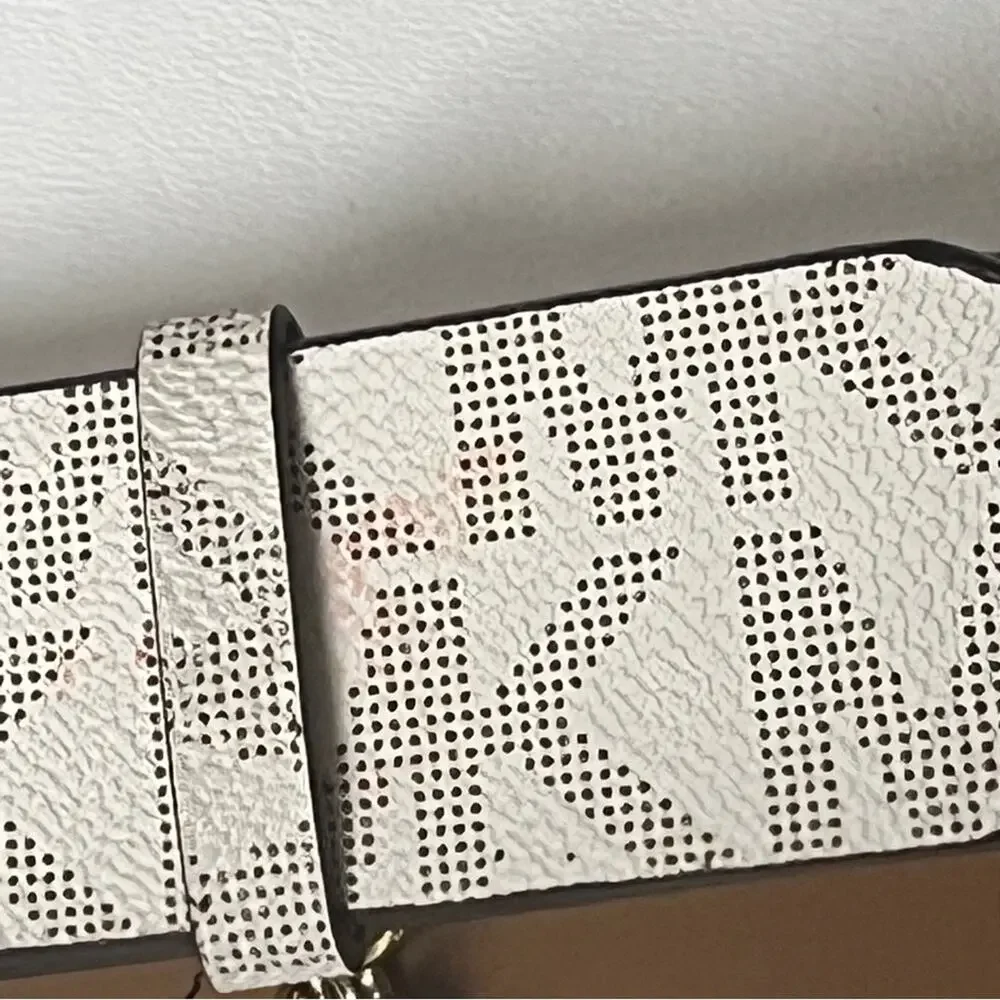 Michael Kors Women's Gray and White Logo Belt Sz L